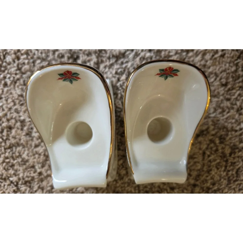 Vintsge‎ Princess House Exclusive Christmas Sleigh Taper Candle Holders With Box